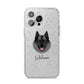 Norwegian Elkhound Personalised iPhone 14 Pro Max Glitter Tough Case Silver