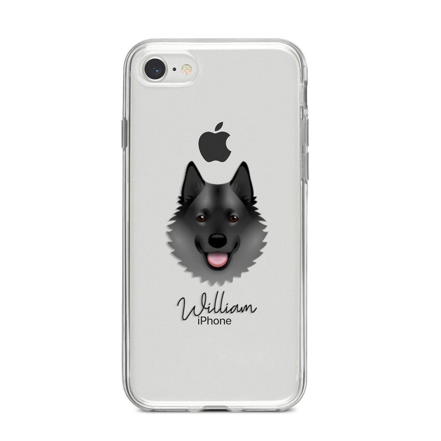 Norwegian Elkhound Personalised iPhone 8 Bumper Case on Silver iPhone