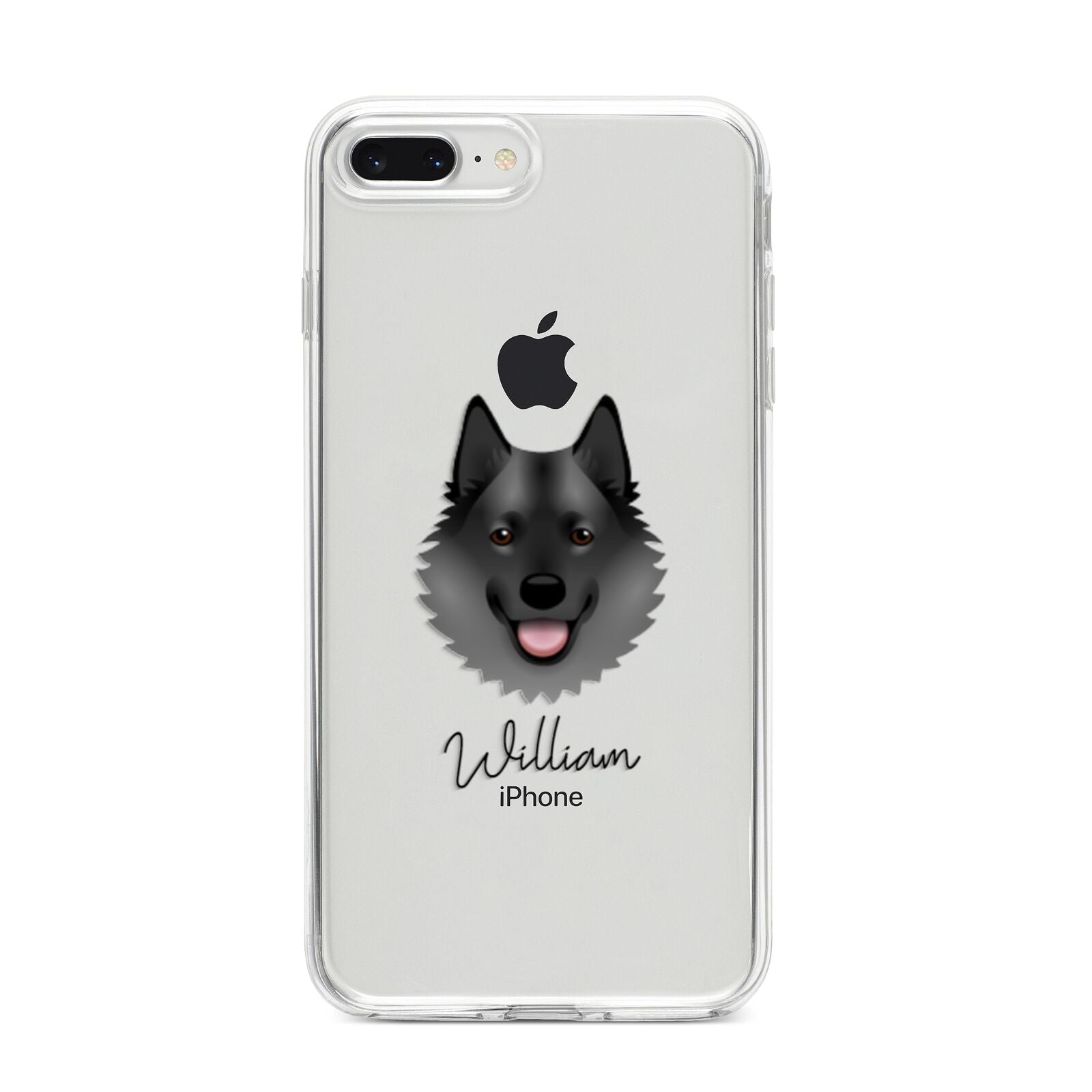 Norwegian Elkhound Personalised iPhone 8 Plus Bumper Case on Silver iPhone