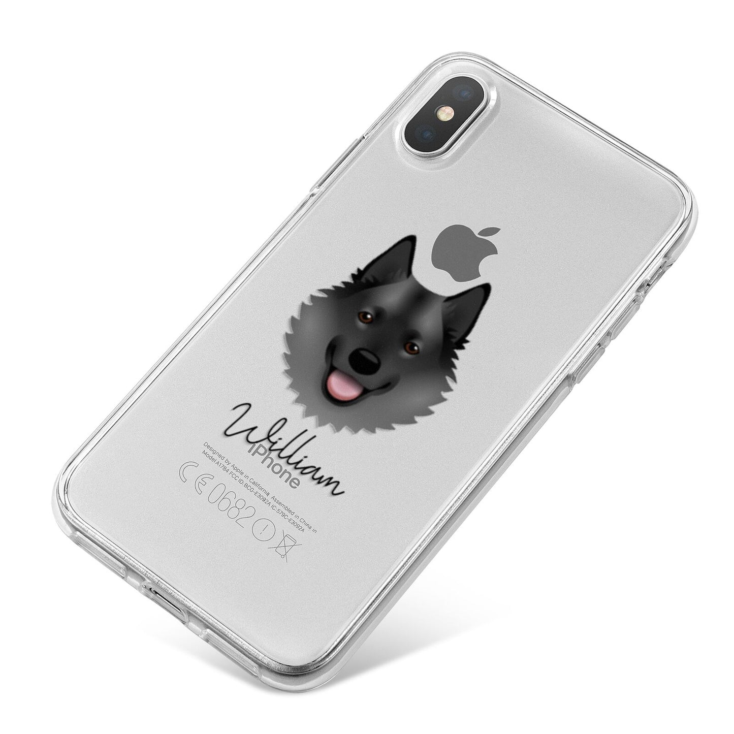 Norwegian Elkhound Personalised iPhone X Bumper Case on Silver iPhone