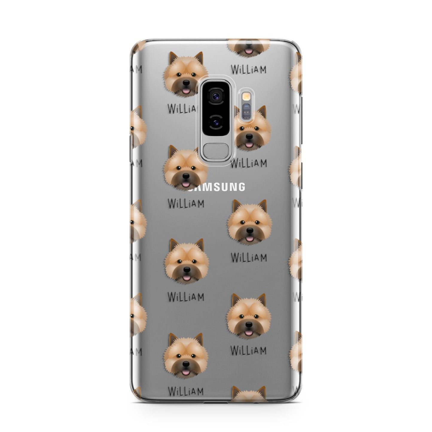 Norwich Terrier Icon with Name Samsung Galaxy S9 Plus Case on Silver phone
