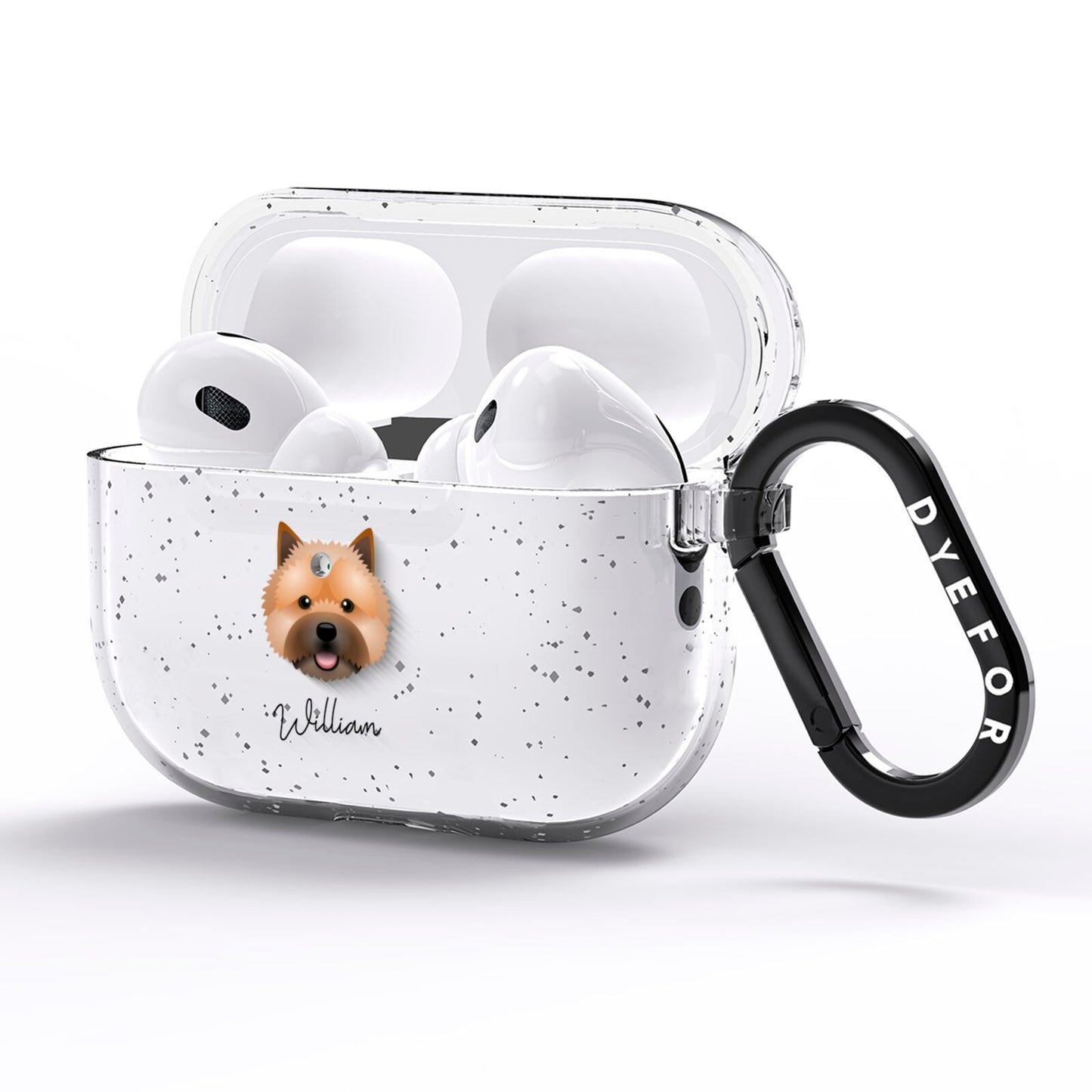 Norwich Terrier Personalised AirPods Pro Glitter Case Side Image
