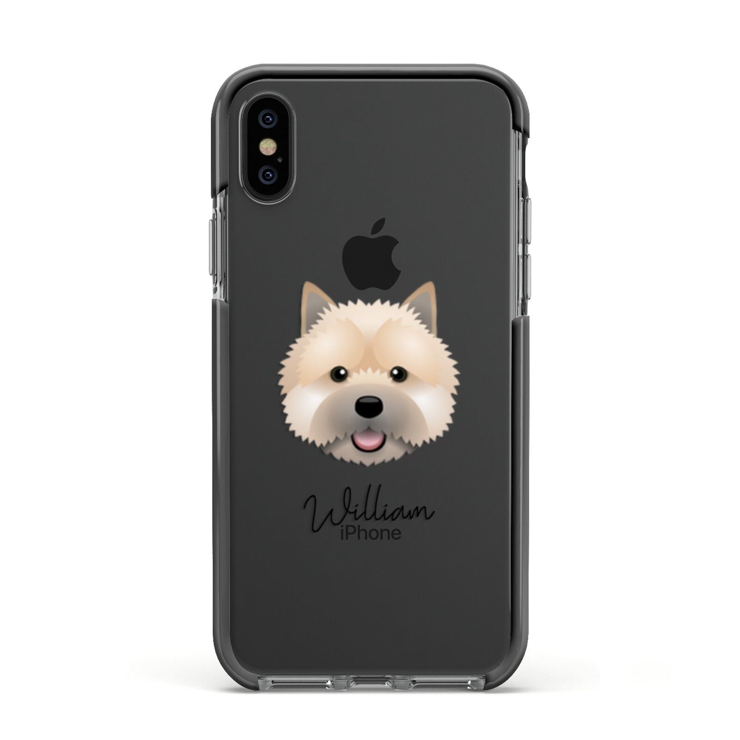 Norwich Terrier Personalised Apple iPhone Xs Impact Case Black Edge on Black Phone