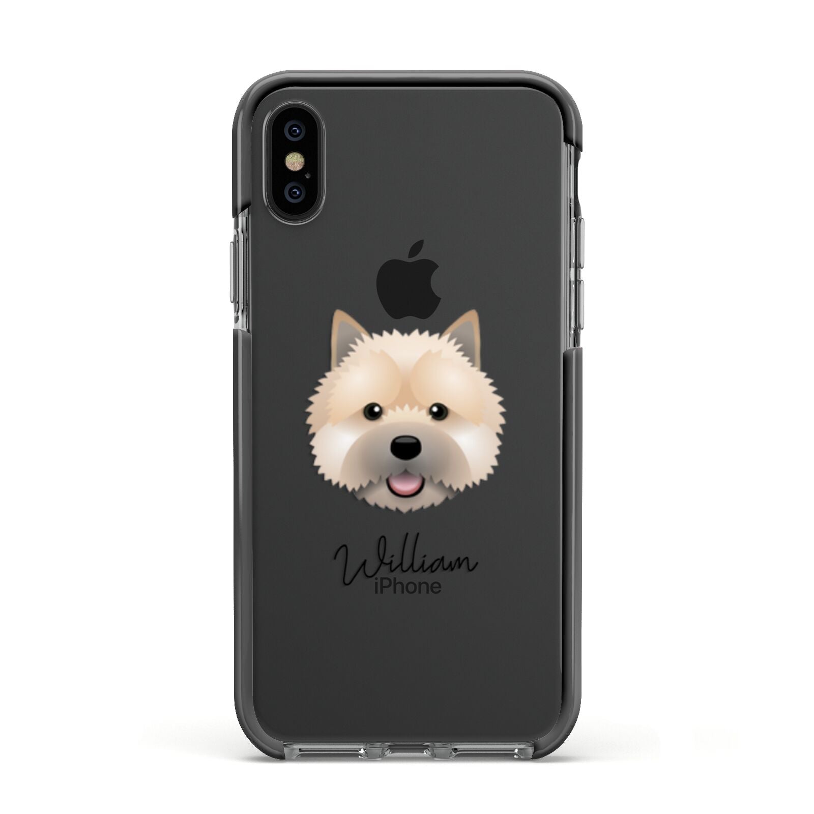 Norwich Terrier Personalised Apple iPhone Xs Impact Case Black Edge on Black Phone