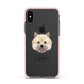 Norwich Terrier Personalised Apple iPhone Xs Impact Case Pink Edge on Black Phone
