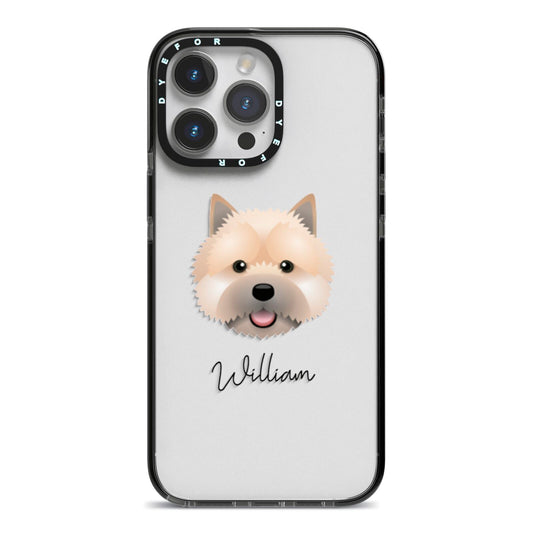 Norwich Terrier Personalised iPhone 14 Pro Max Black Impact Case on Silver phone