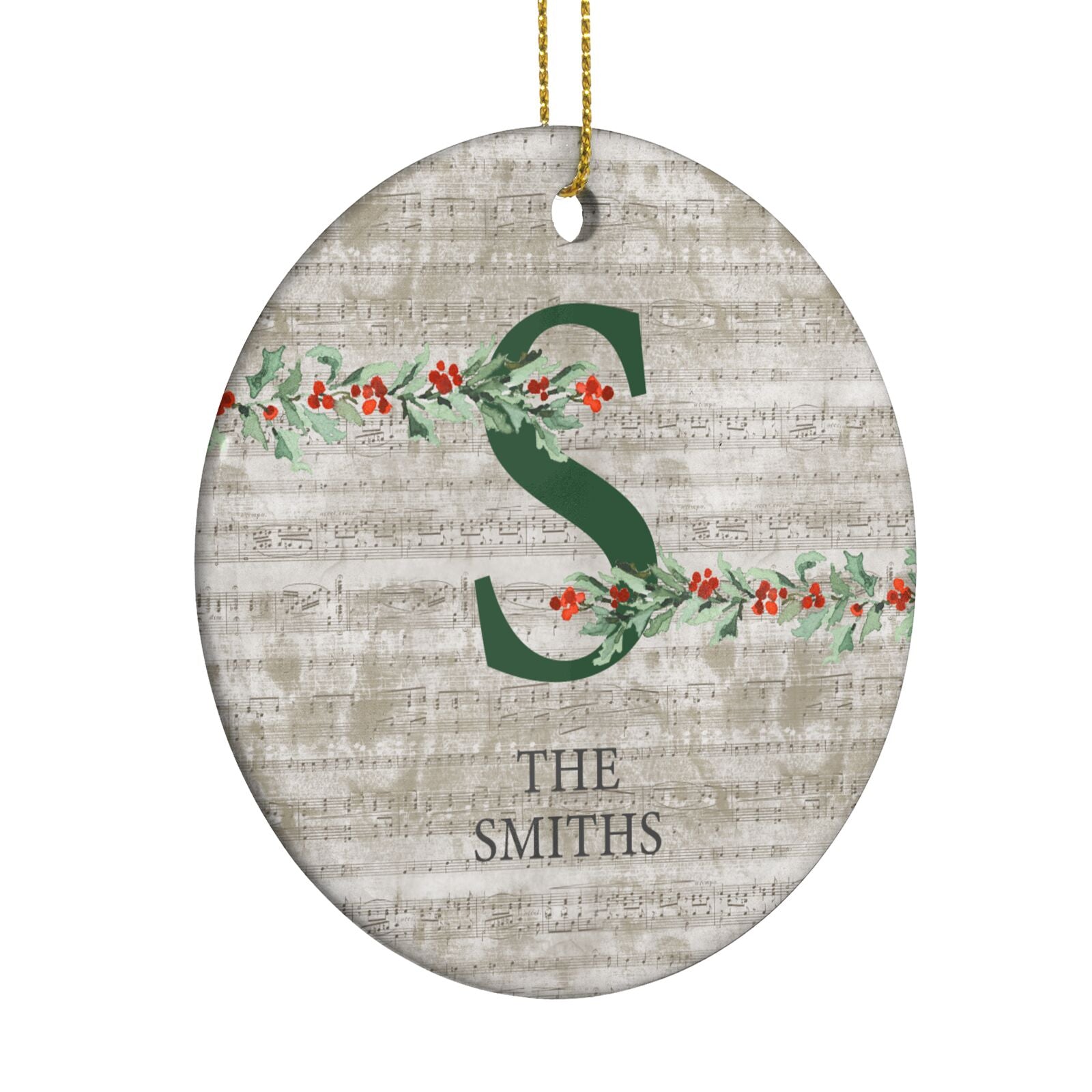 Nostalgic Monogram Personalised Circle Decoration Side Angle