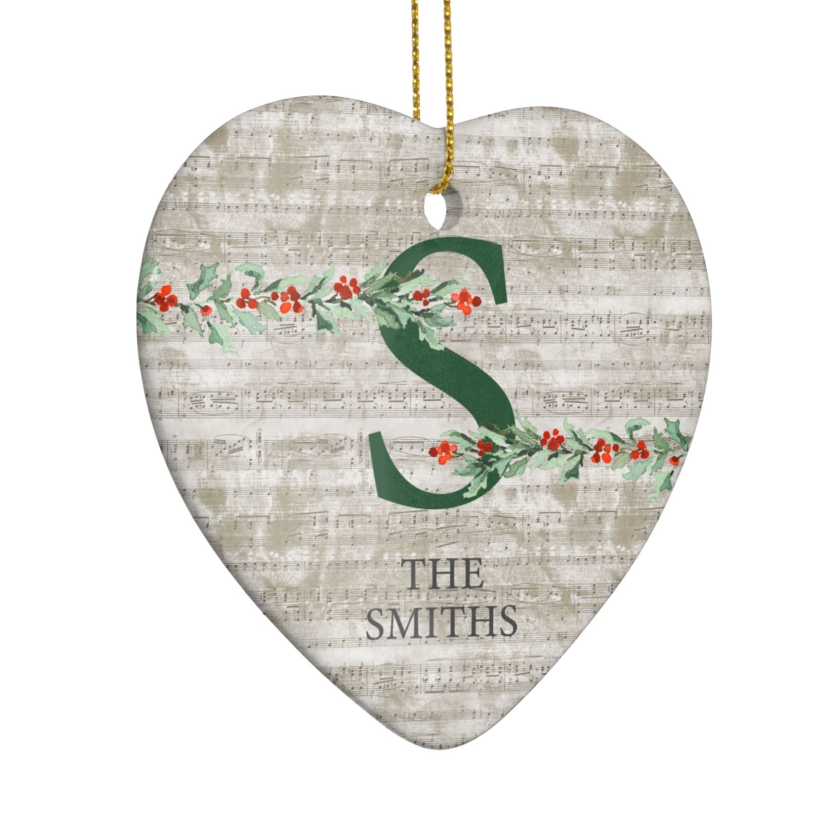 Nostalgic Monogram Personalised Heart Decoration Side Angle