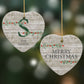 Nostalgic Monogram Personalised Heart Decoration on Christmas Background