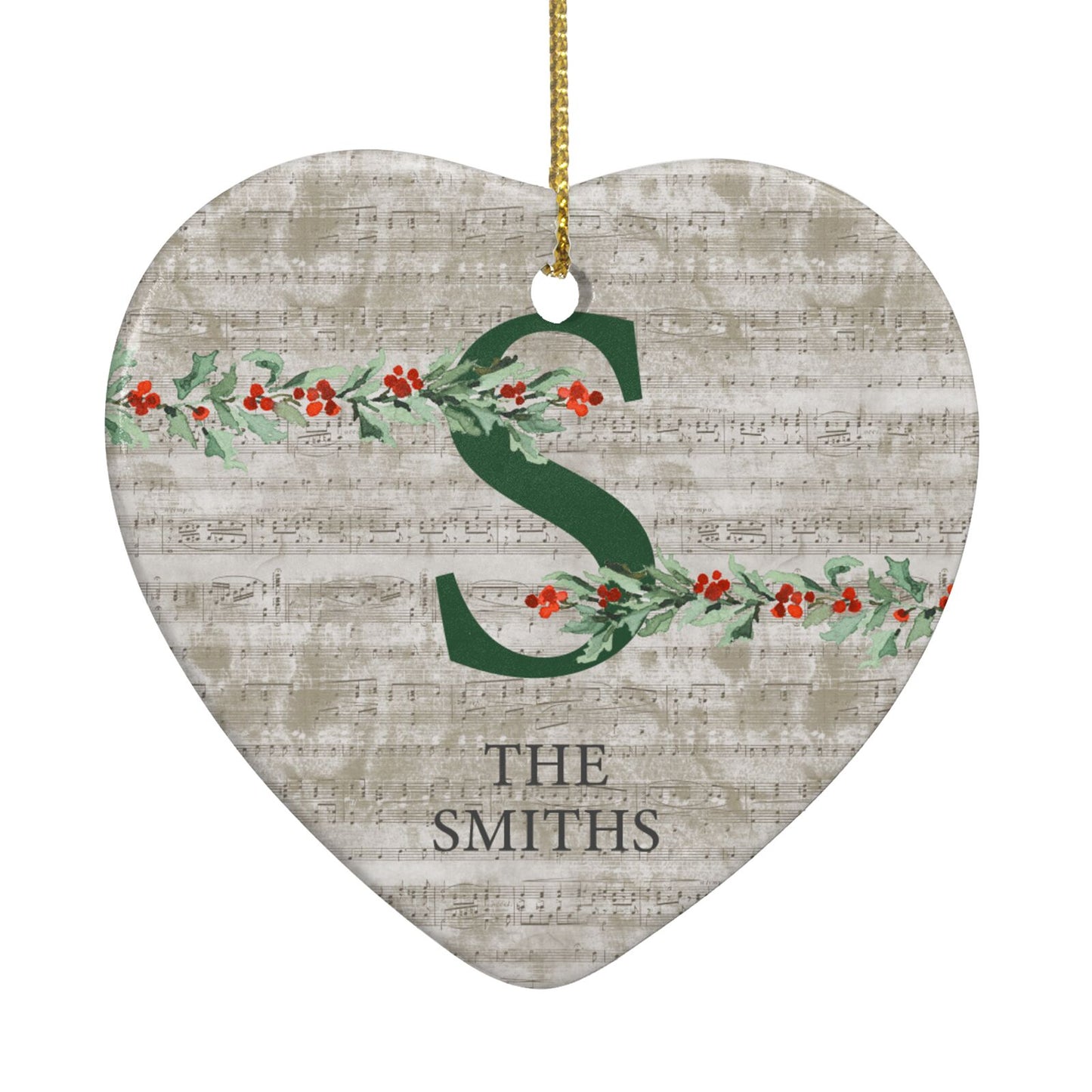 Nostalgic Monogram Personalised Heart Decoration