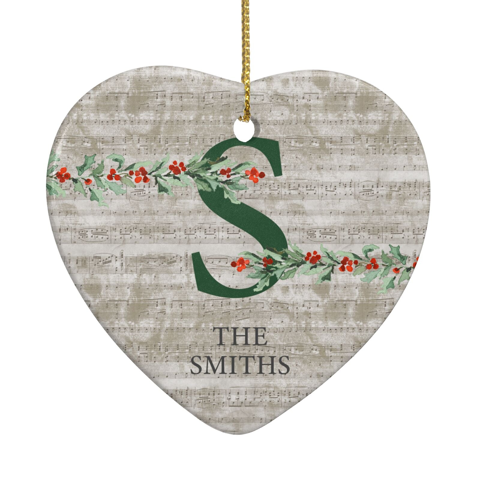 Nostalgic Monogram Personalised Heart Decoration