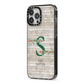 Nostalgic Monogram Personalised iPhone 13 Pro Max Black Impact Case Side Angle on Silver phone