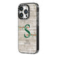 Nostalgic Monogram Personalised iPhone 14 Pro Black Impact Case Side Angle on Silver phone