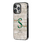 Nostalgic Monogram Personalised iPhone 14 Pro Max Black Impact Case Side Angle on Silver phone