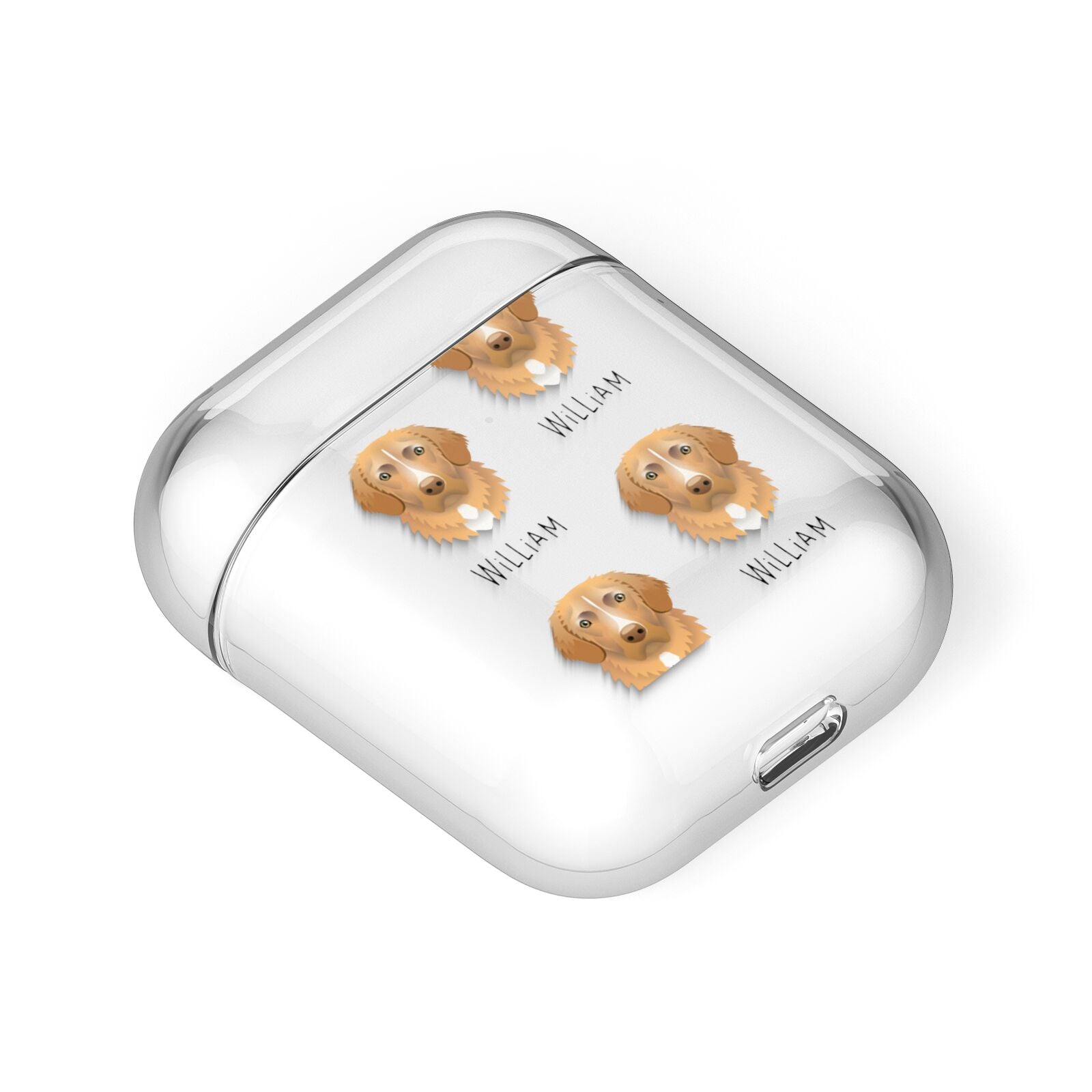 Nova Scotia Duck Tolling Retriever Icon with Name AirPods Case Laid Flat