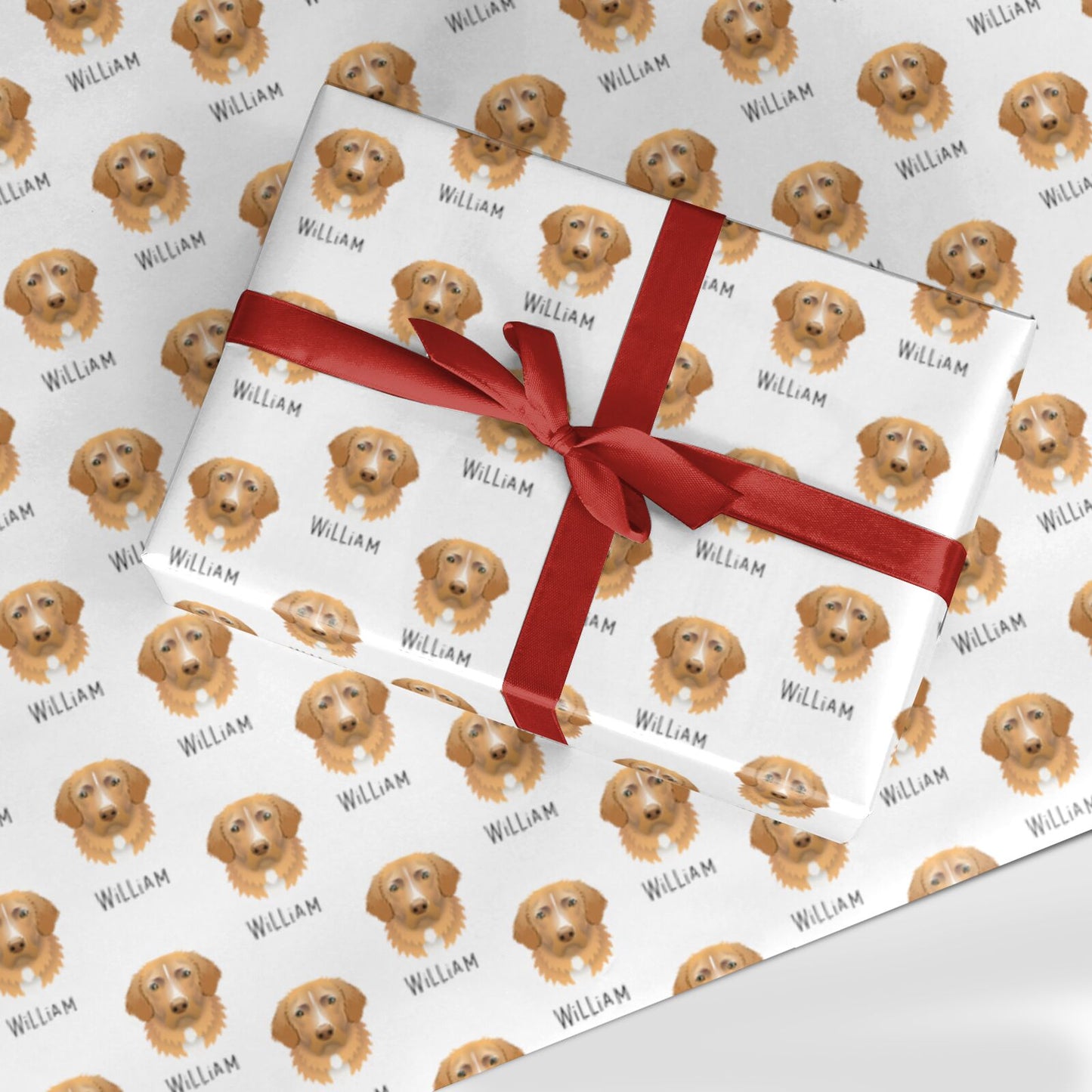 Nova Scotia Duck Tolling Retriever Icon with Name Custom Wrapping Paper