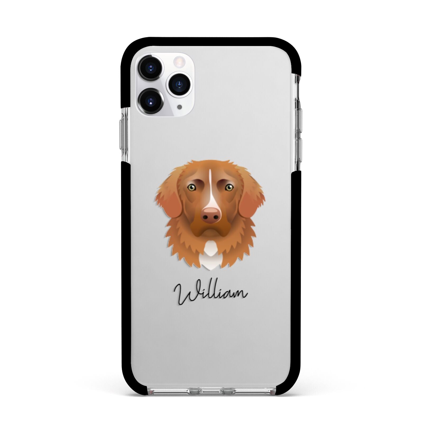 Nova Scotia Duck Tolling Retriever Personalised Apple iPhone 11 Pro Max in Silver with Black Impact Case
