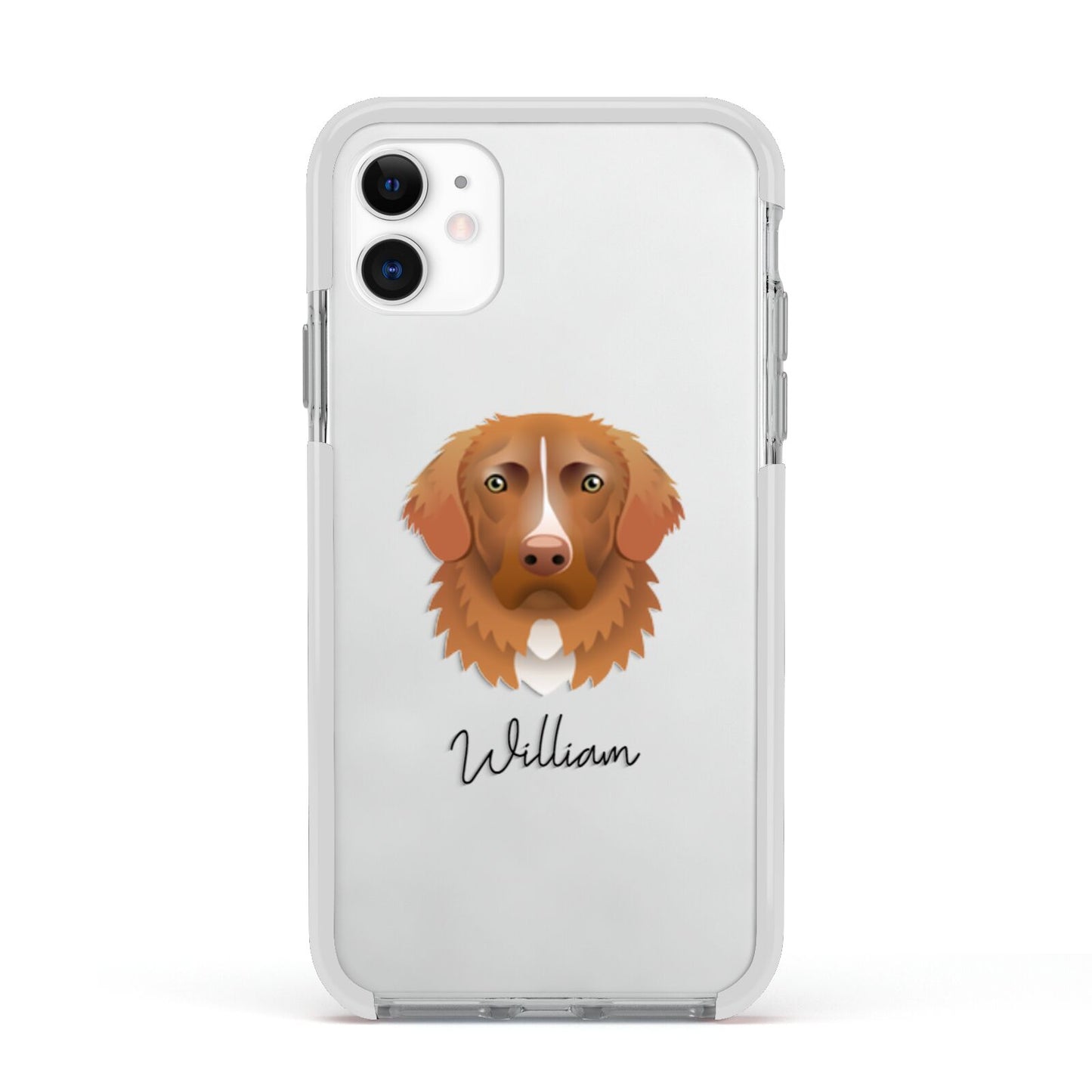 Nova Scotia Duck Tolling Retriever Personalised Apple iPhone 11 in White with White Impact Case