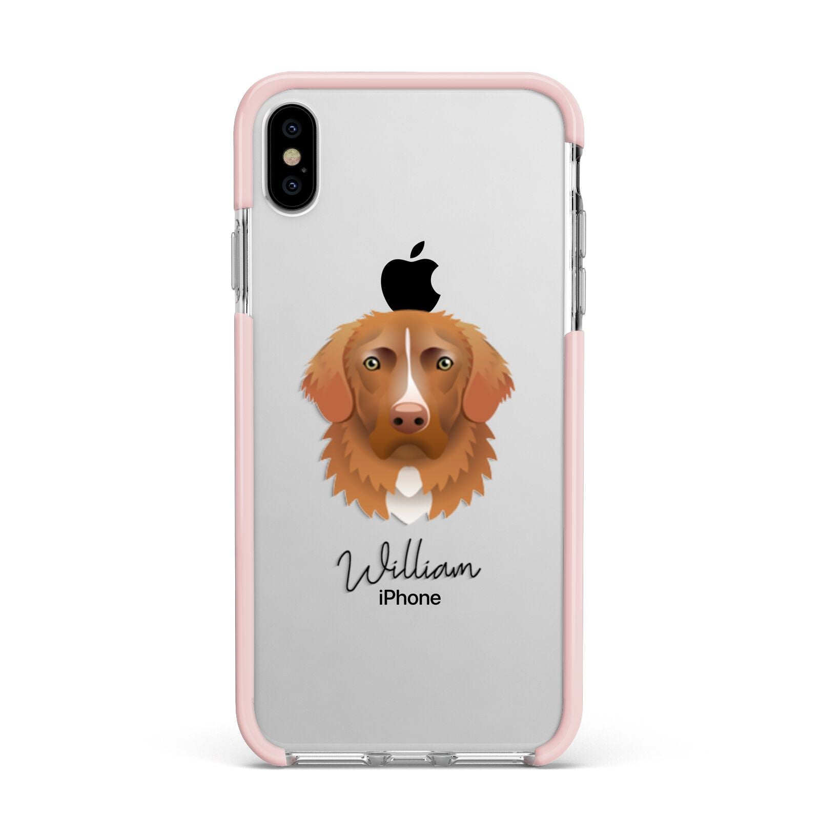 Nova Scotia Duck Tolling Retriever Personalised Apple iPhone Xs Max Impact Case Pink Edge on Silver Phone