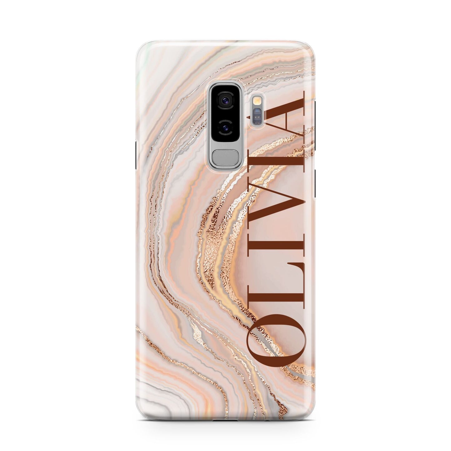 Nude Agate Samsung Galaxy S9 Plus Case on Silver phone