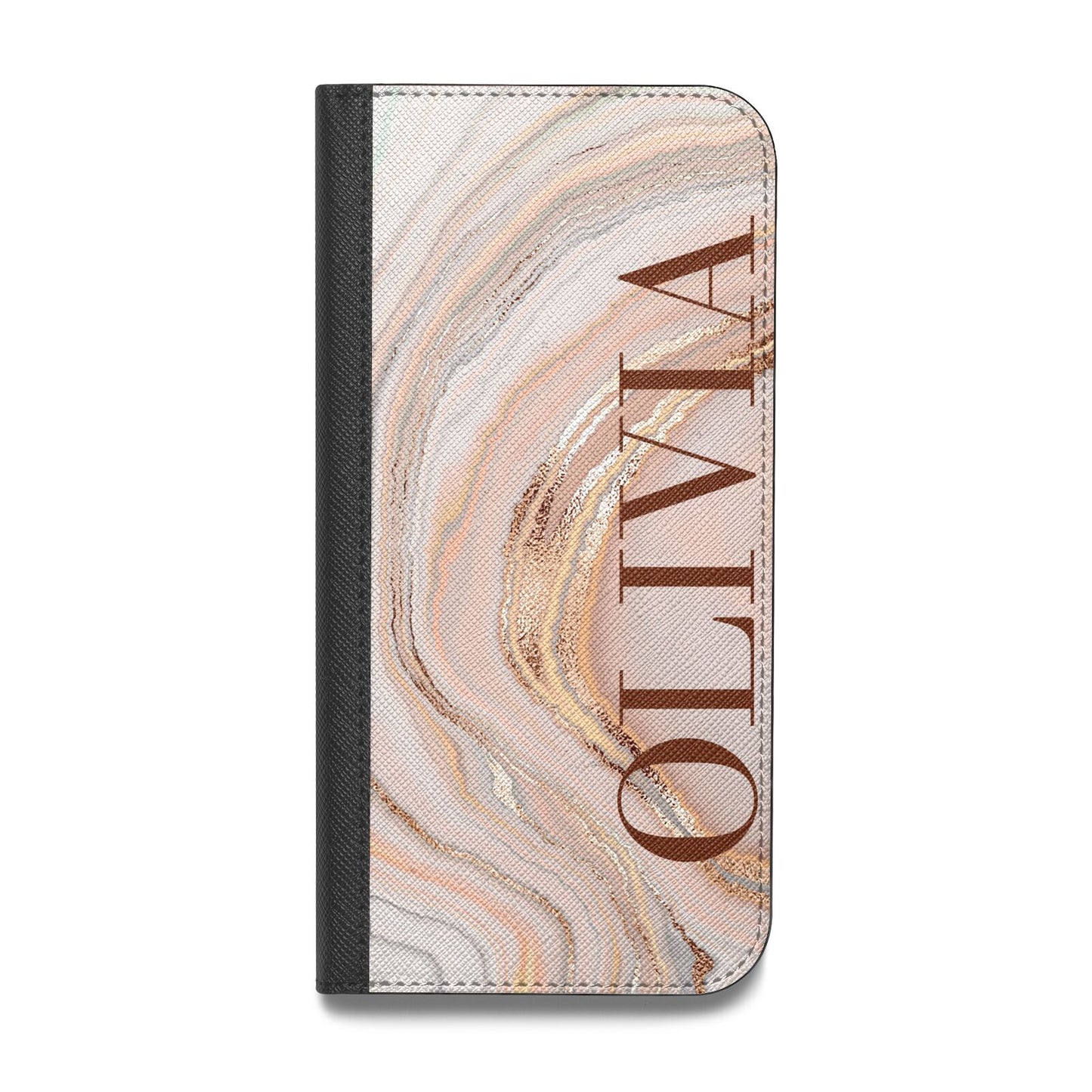 Nude Agate Vegan Leather Flip iPhone Case