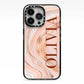 Nude Agate iPhone 13 Pro Black Impact Case on Silver phone