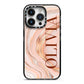 Nude Agate iPhone 14 Pro Black Impact Case on Silver phone