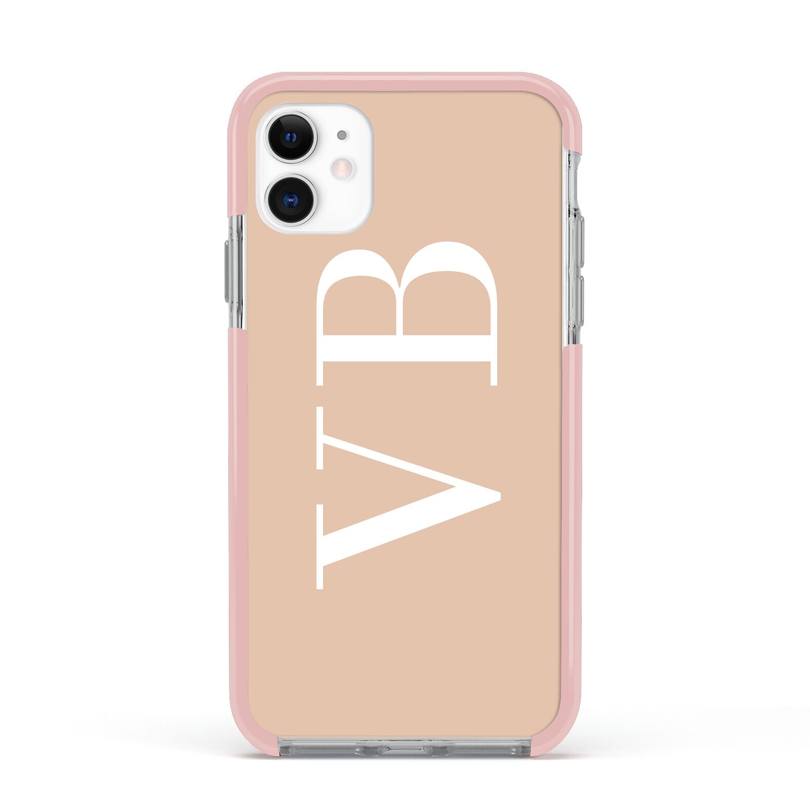 Nude And White Personalised Apple iPhone 11 in White with Pink Impact Case