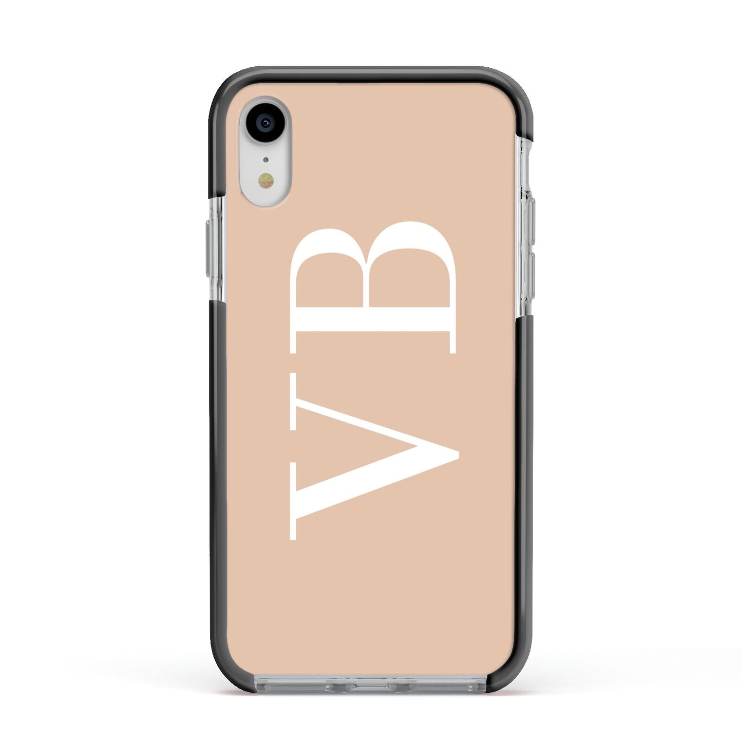 Nude And White Personalised Apple iPhone XR Impact Case Black Edge on Silver Phone