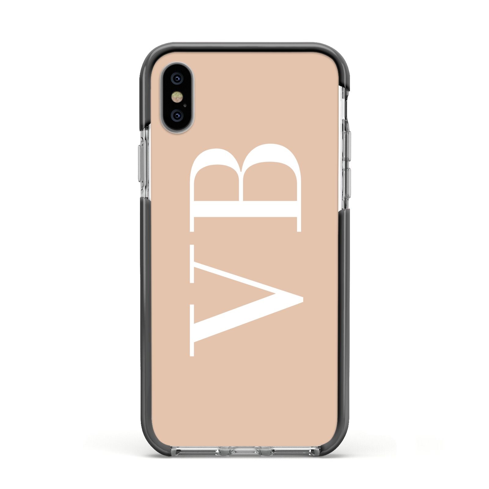 Nude And White Personalised Apple iPhone Xs Impact Case Black Edge on Silver Phone