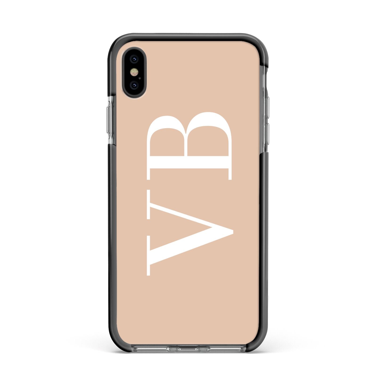 Nude And White Personalised Apple iPhone Xs Max Impact Case Black Edge on Black Phone