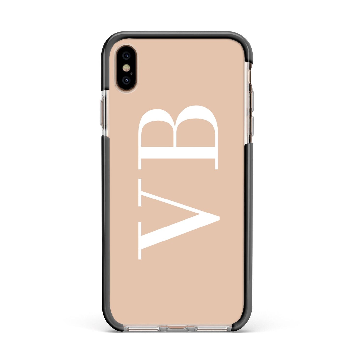 Nude And White Personalised Apple iPhone Xs Max Impact Case Black Edge on Gold Phone