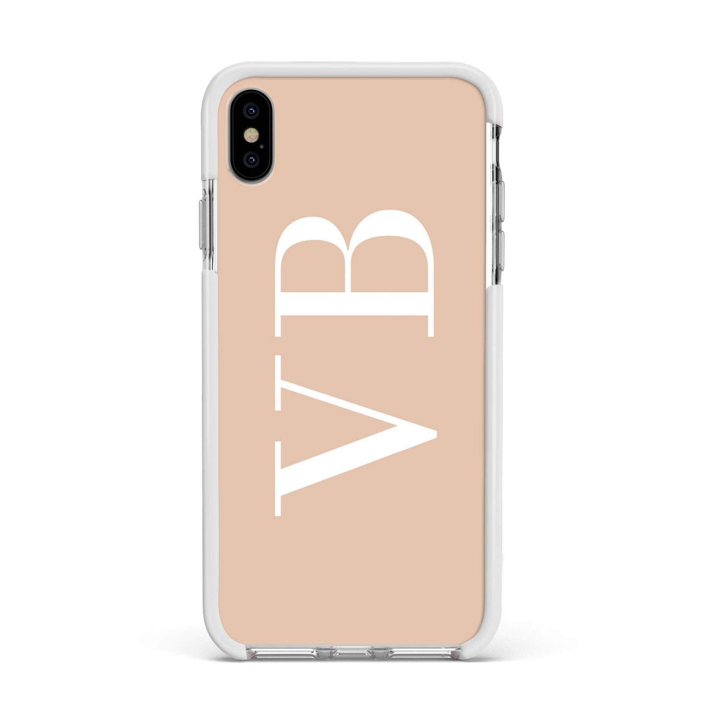Nude And White Personalised Apple iPhone Xs Max Impact Case White Edge on Silver Phone