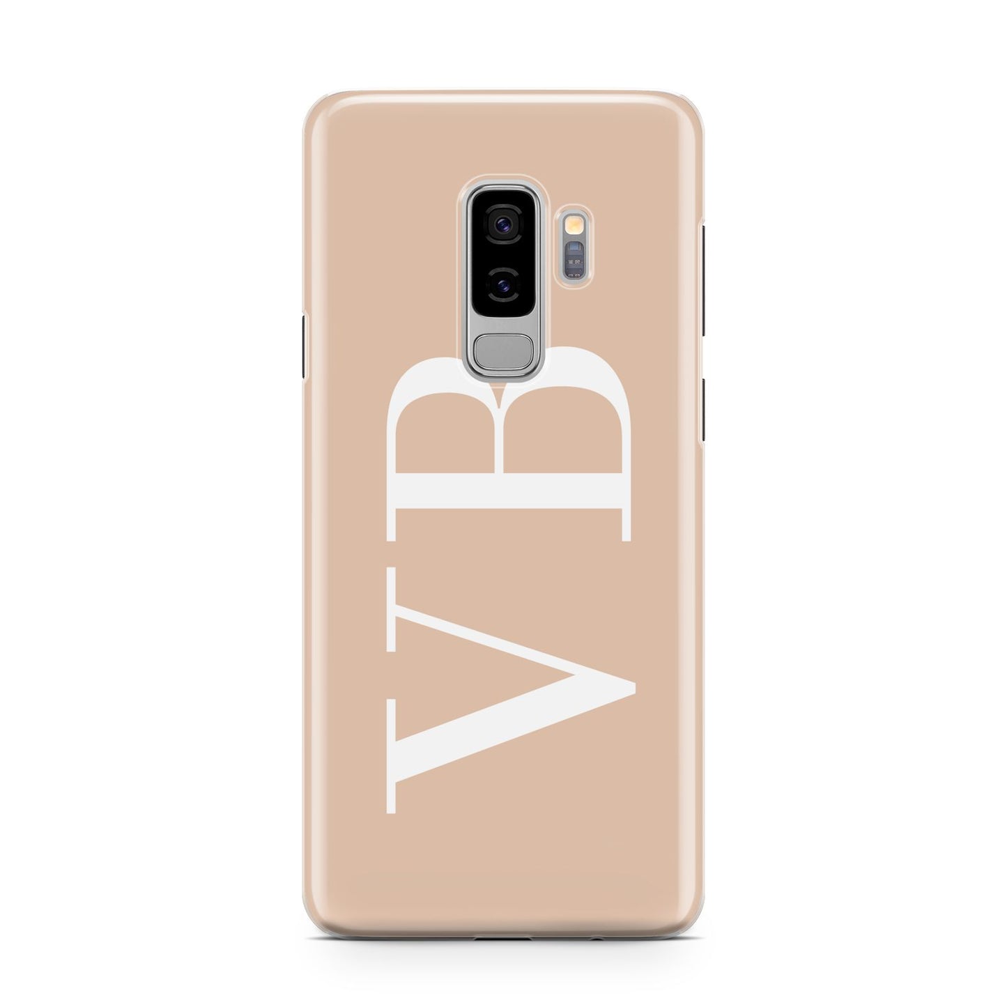 Nude And White Personalised Samsung Galaxy S9 Plus Case on Silver phone