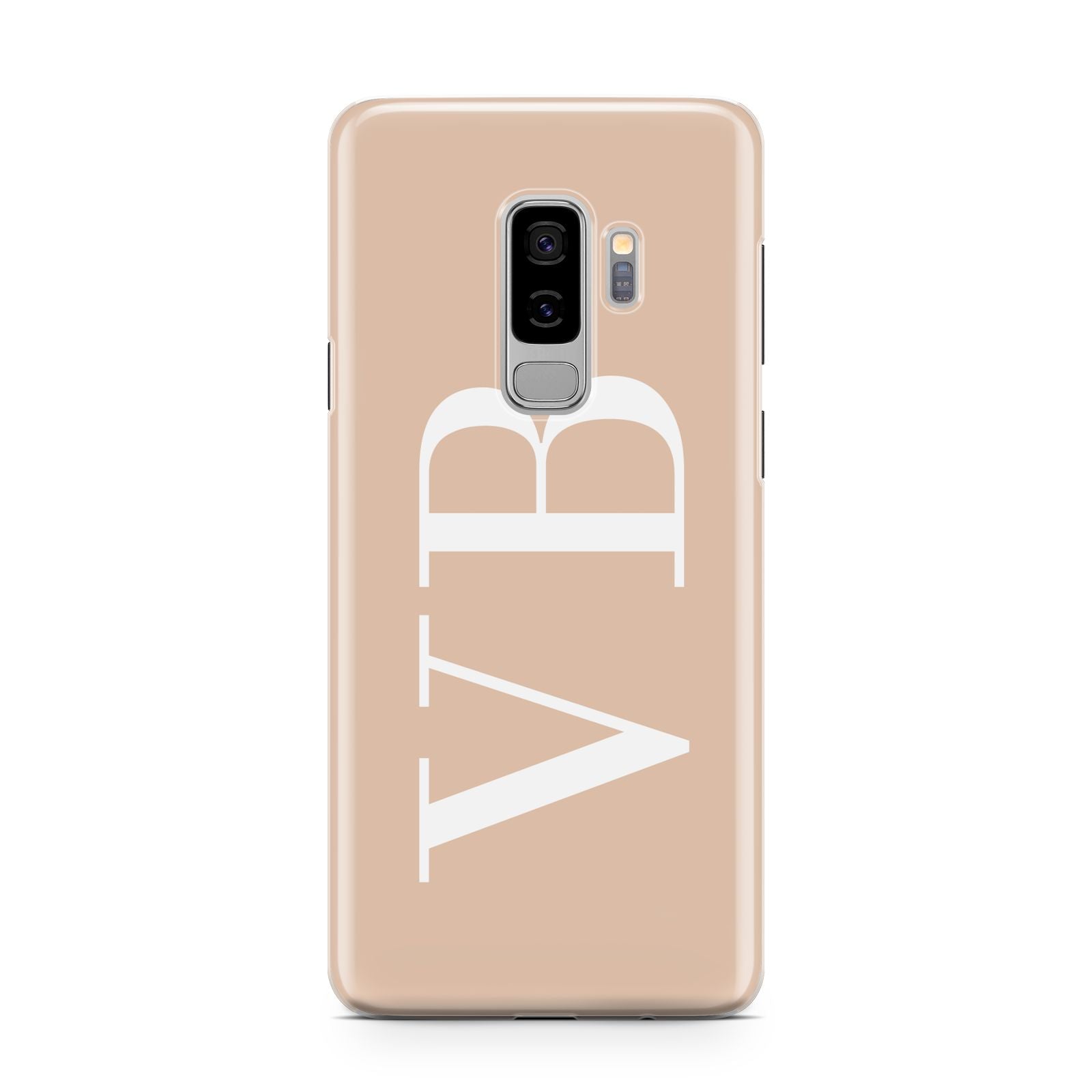Nude And White Personalised Samsung Galaxy S9 Plus Case on Silver phone