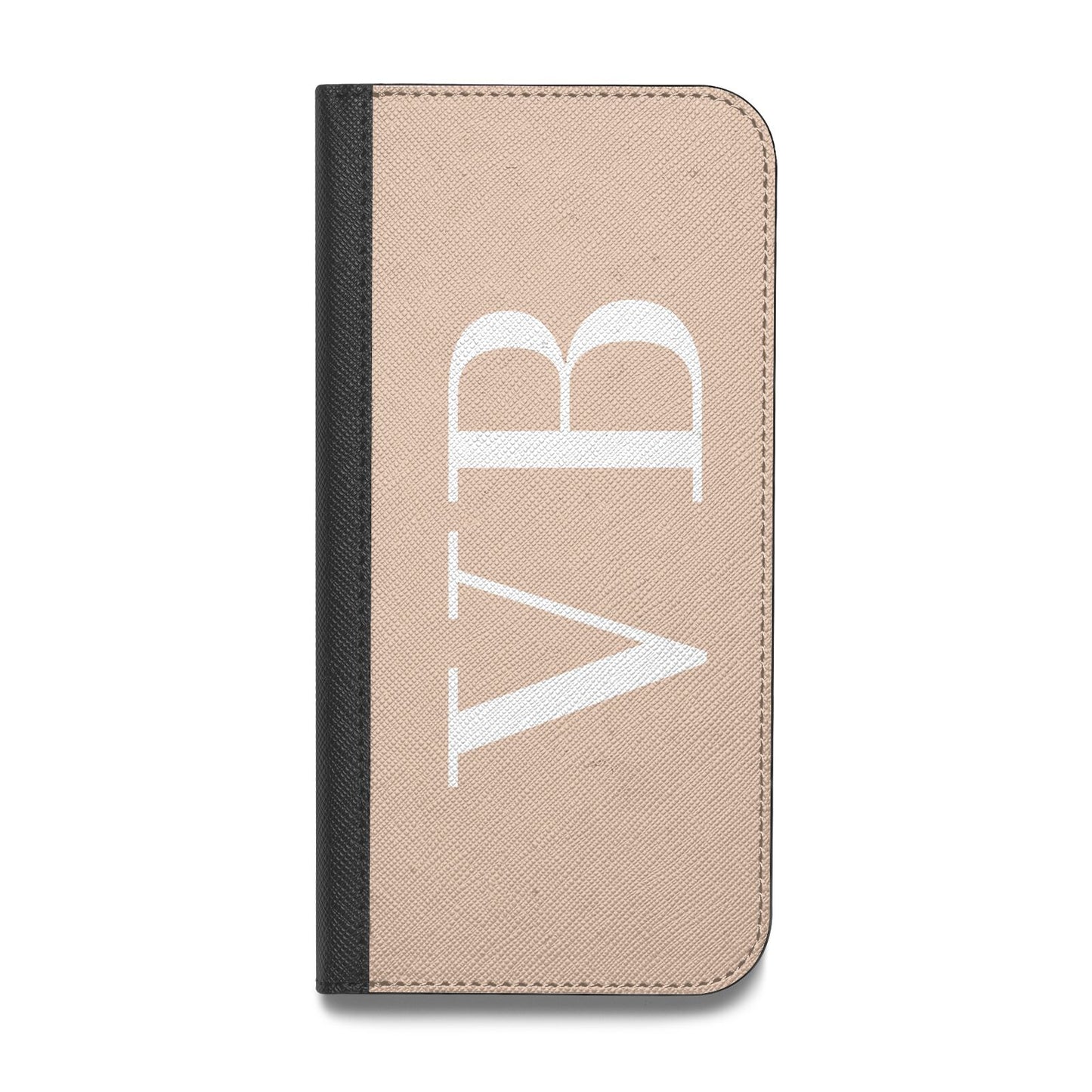 Nude And White Personalised Vegan Leather Flip iPhone Case
