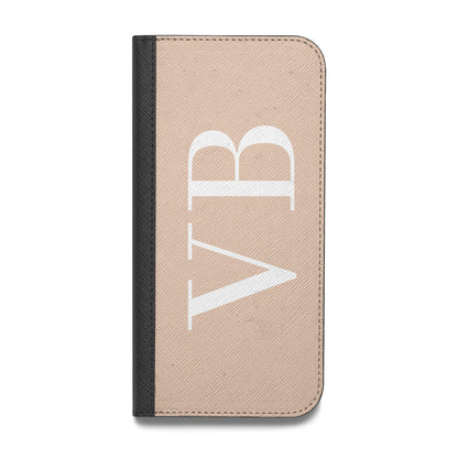 Nude And White Personalised Vegan Leather Flip iPhone Case
