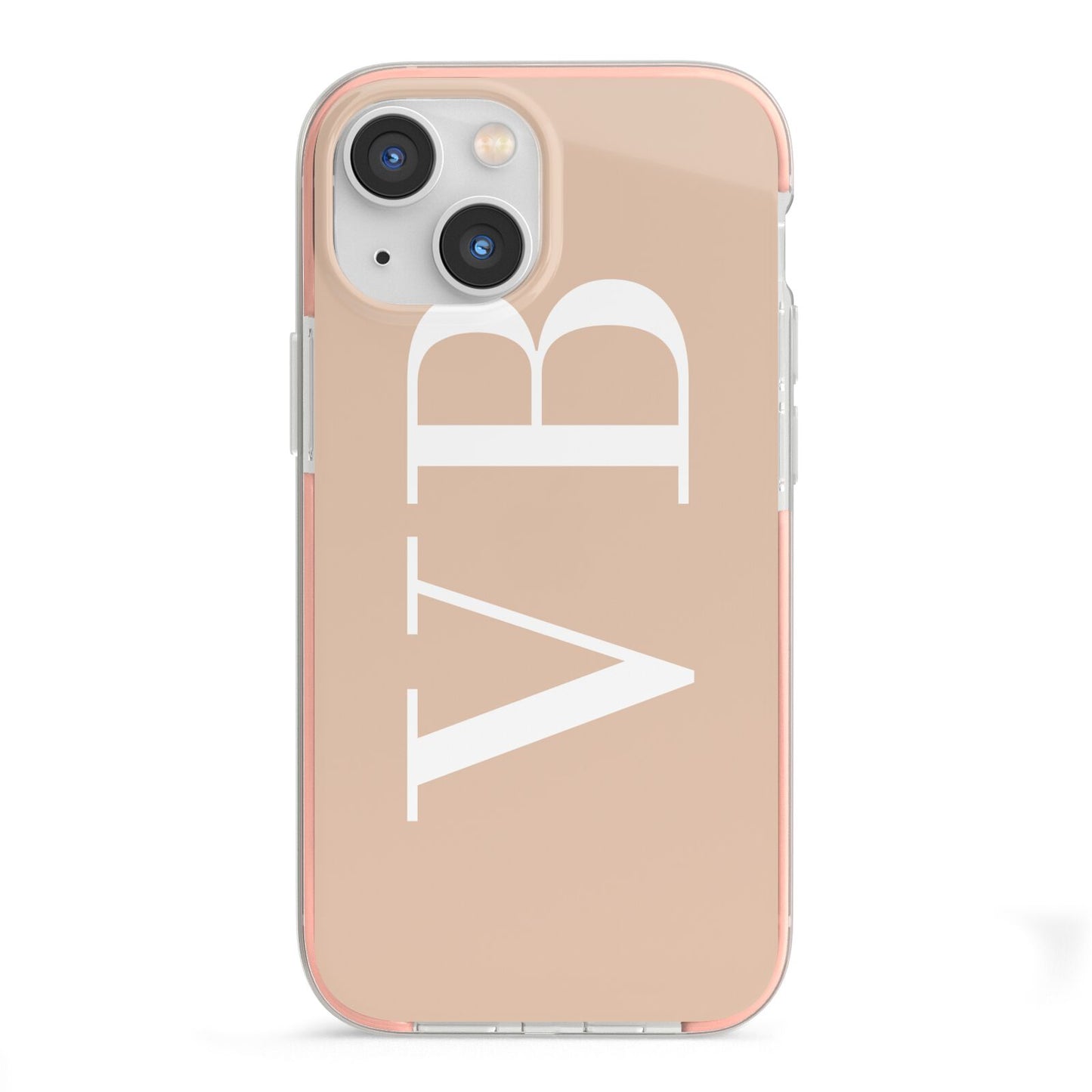 Nude And White Personalised iPhone 13 Mini TPU Impact Case with Pink Edges