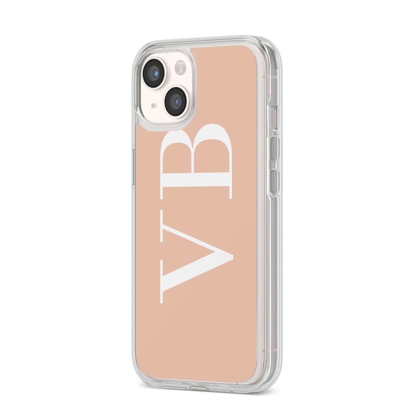Nude And White Personalised iPhone 14 Clear Tough Case Starlight Angled Image