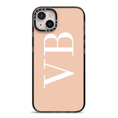 Nude And White Personalised iPhone 14 Plus Black Impact Case on Silver phone