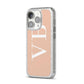 Nude And White Personalised iPhone 14 Pro Glitter Tough Case Silver Angled Image