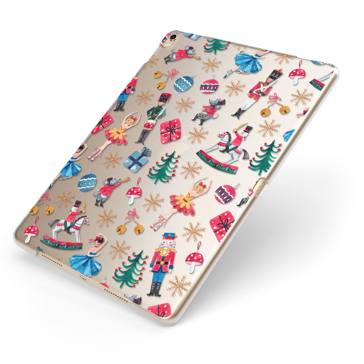 Nutcracker Apple iPad Case on Gold iPad Side View