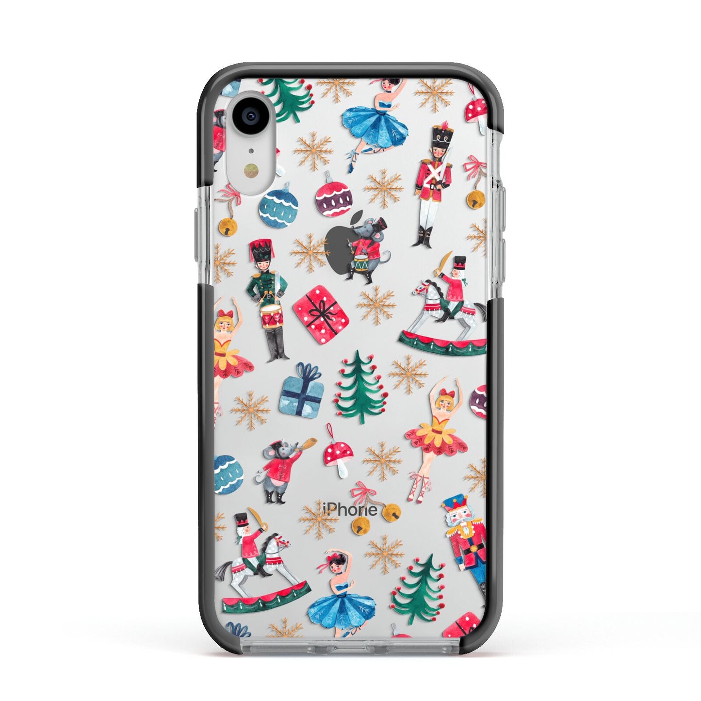 Nutcracker Apple iPhone XR Impact Case Black Edge on Silver Phone