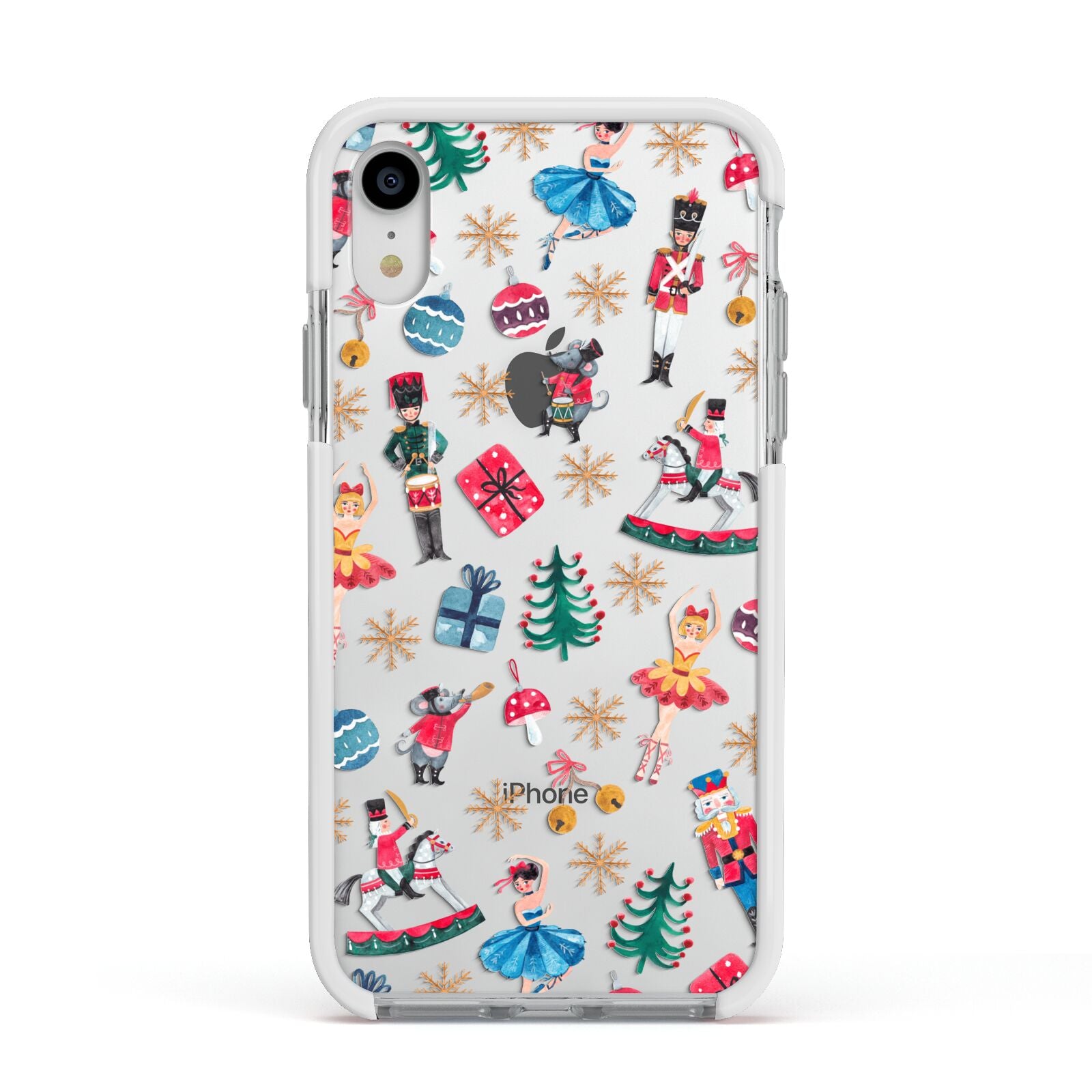 Nutcracker Apple iPhone XR Impact Case White Edge on Silver Phone