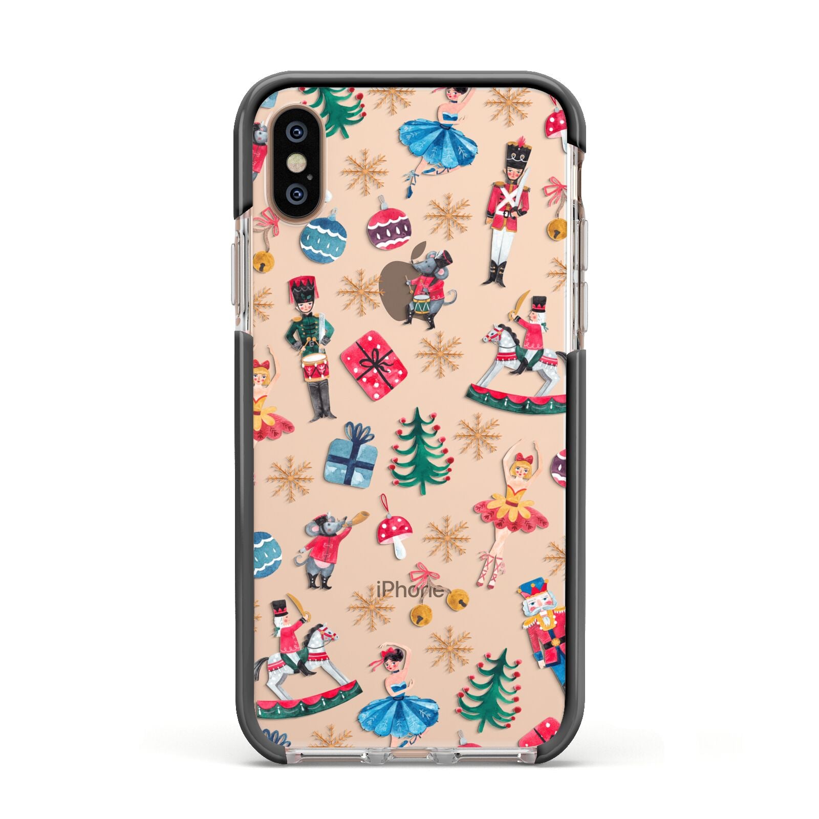 Nutcracker Apple iPhone Xs Impact Case Black Edge on Gold Phone