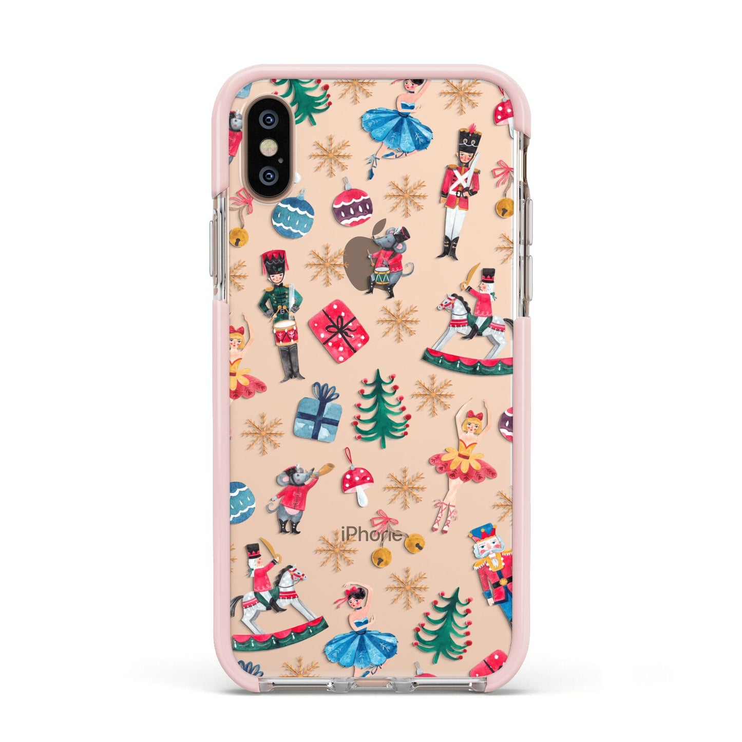 Nutcracker Apple iPhone Xs Impact Case Pink Edge on Gold Phone