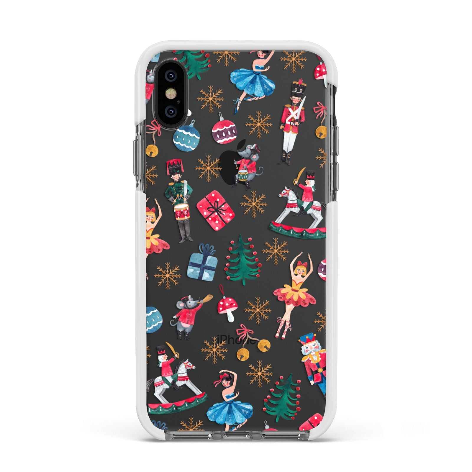 Nutcracker Apple iPhone Xs Impact Case White Edge on Black Phone