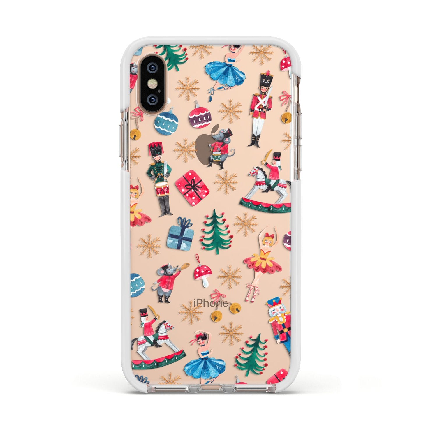 Nutcracker Apple iPhone Xs Impact Case White Edge on Gold Phone