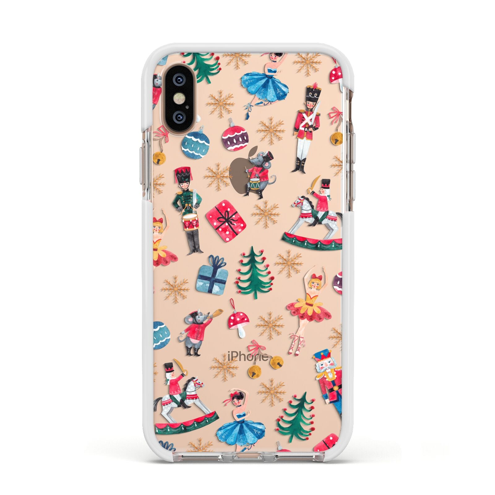 Nutcracker Apple iPhone Xs Impact Case White Edge on Gold Phone