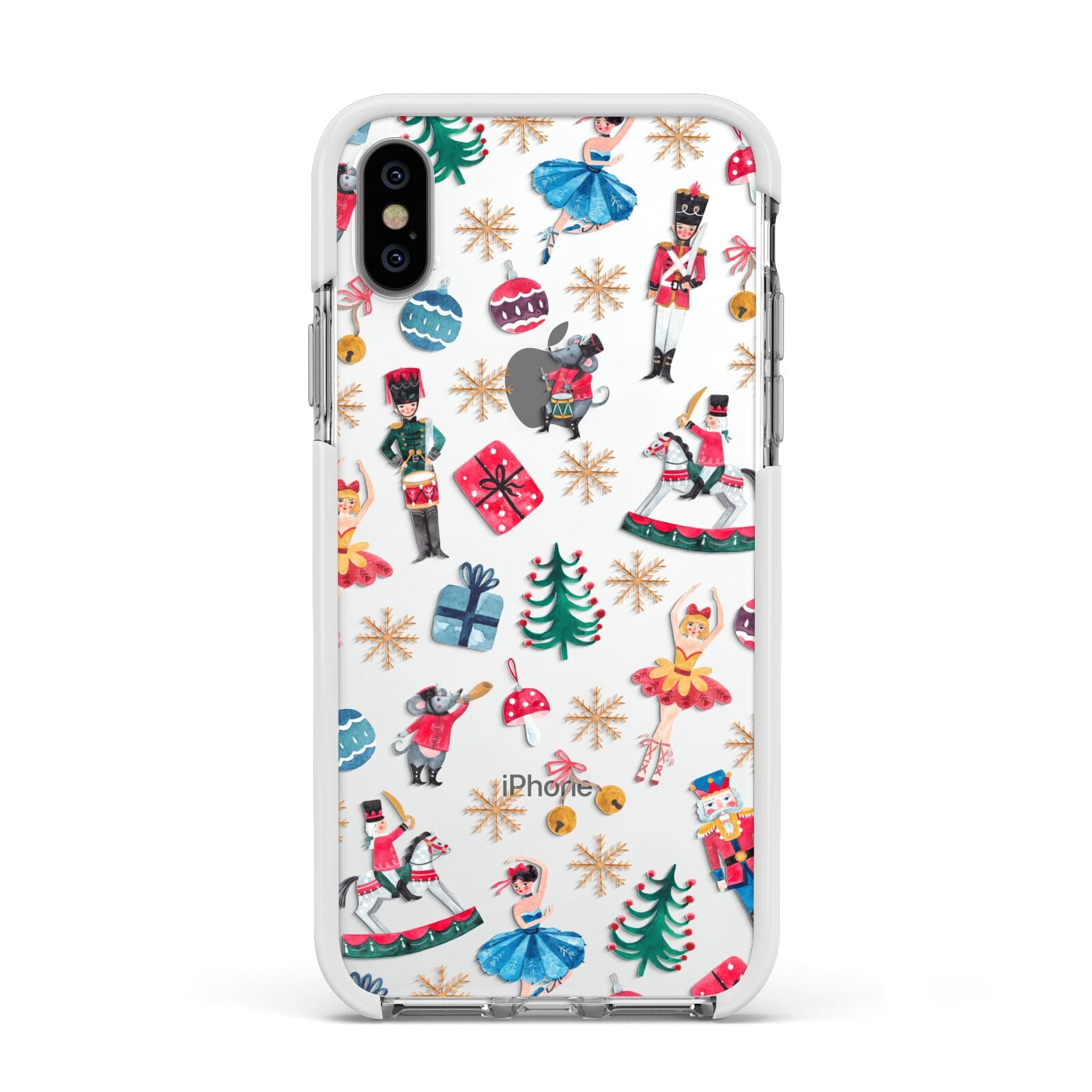 Nutcracker Apple iPhone Xs Impact Case White Edge on Silver Phone